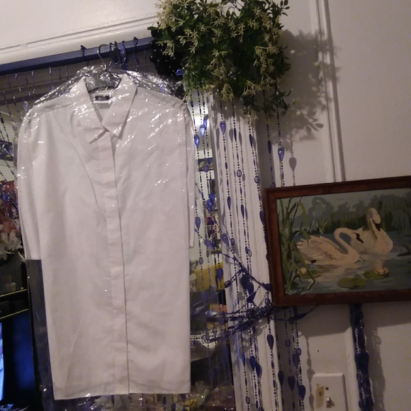 ADORABLE  WOMEN WHITE BUTTON DOWN SIMON JERSEY SHIRT SIZE 24 - Picture 2 of 5